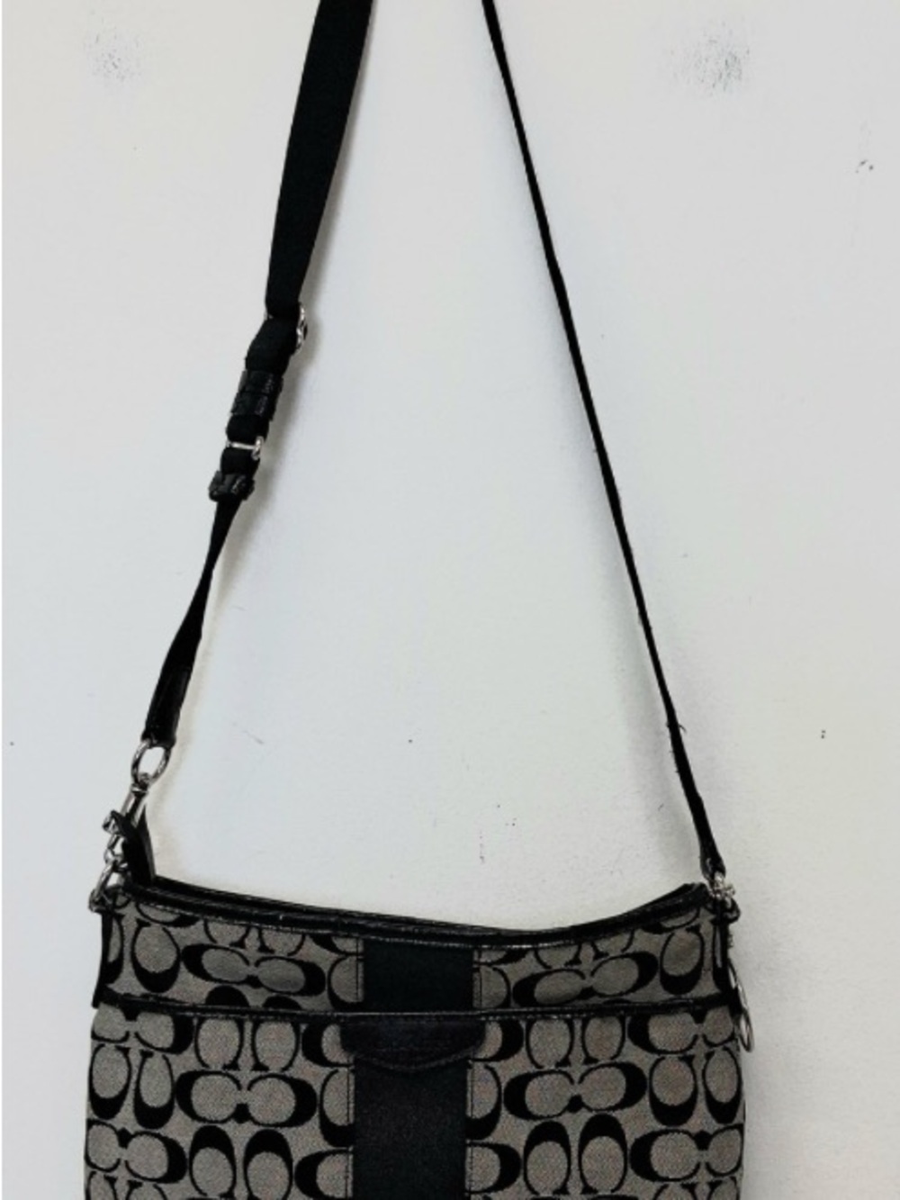 Coach Black and Gray Signature Canvas Crossbody